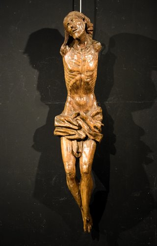 Christ crucifié Sculpture en bois de tilleul